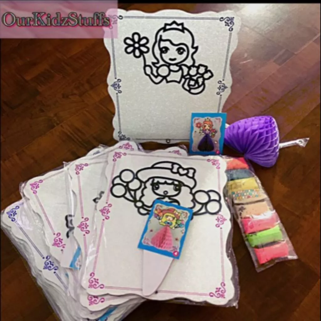 Beady Foam Clay Glittery Princess Display Boards Party Kit