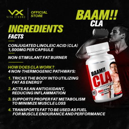 BAAM!!™ CLA X1500 3000mg (90 Caps) | Non-Stim Fat Burner | Lean Muscle, Weight Loss • Metabolism Booster Support