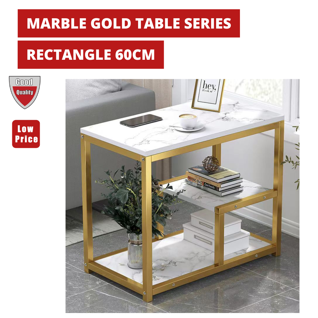 MARBLE GOLD TABLE SERIES - RECTANGLE 60CM (MEJA DEKO)