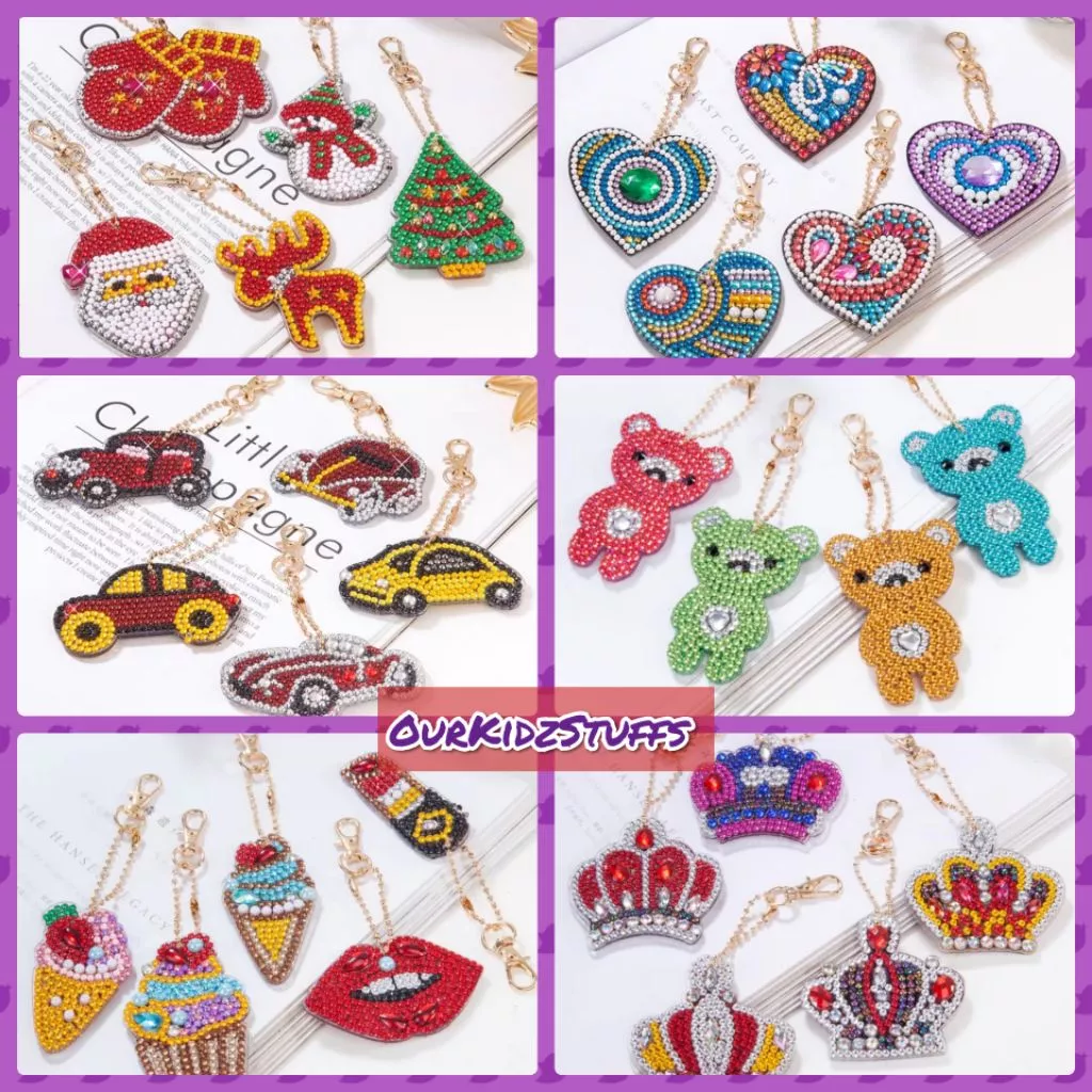 (Set of 5) Diamond Painting Keychains Kit_1
