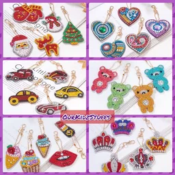 (Set of 5) Diamond Painting Keychains Kit