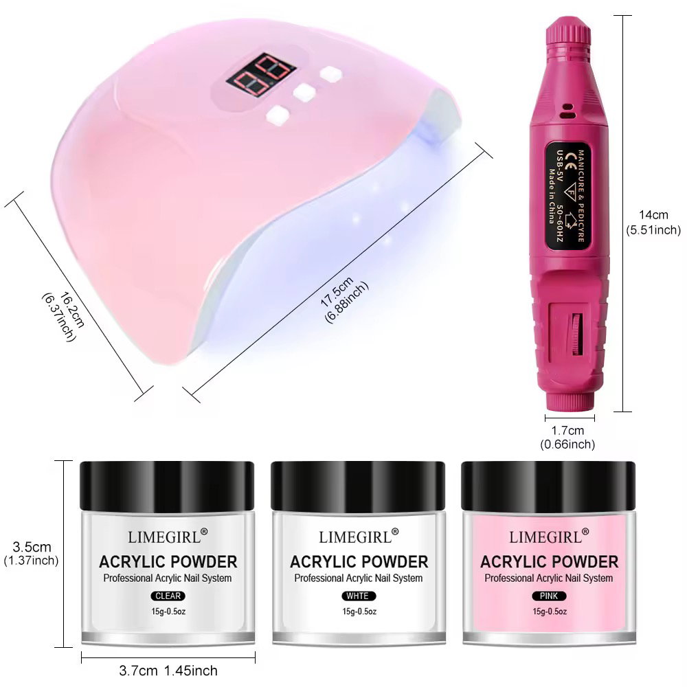 Acrylic Powder Manicure Full Set Fast Dry Glitter Nail Dipping Powder for Nail Decoration Pink Model Number With Nail Lamp_2