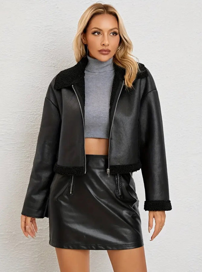 Faux Fur Zipper Jacket _1