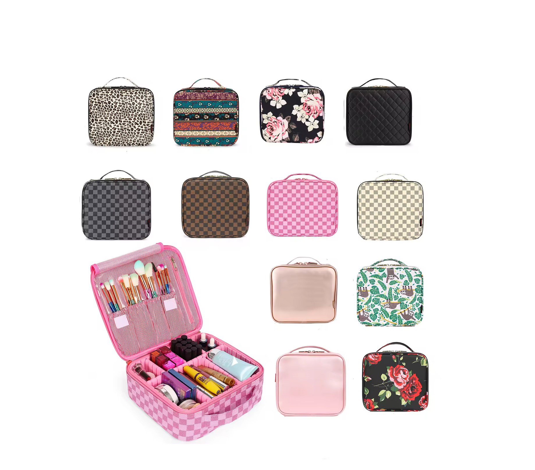 Accept Custom Logo Large Capacity Beauty Pu Cute Makeup Case Makeup Bag Travel Case Cosmetic Bag for Women_1