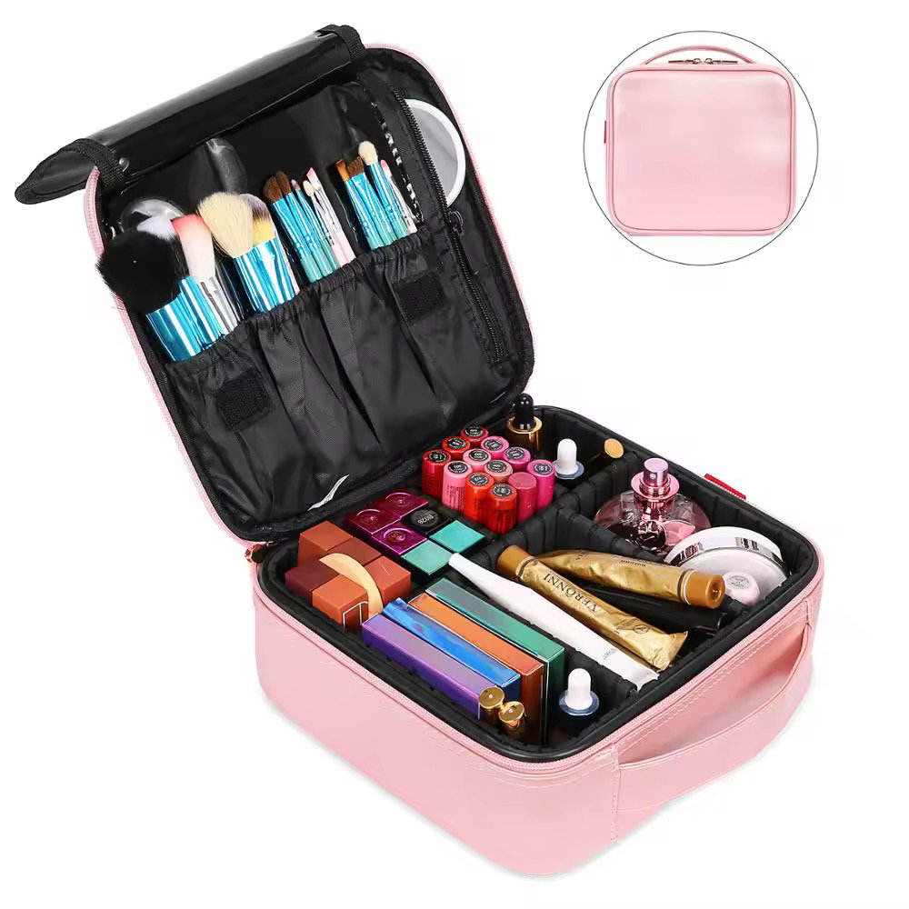 Accept Custom Logo Large Capacity Beauty Pu Cute Makeup Case Makeup Bag Travel Case Cosmetic Bag for Women_2