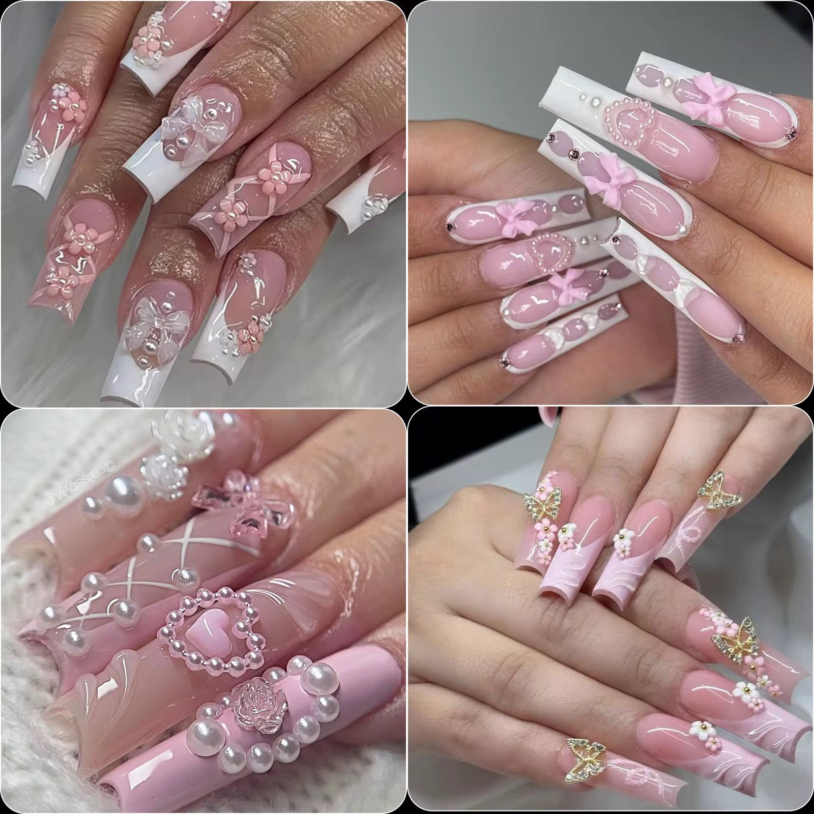 Wholesale New 12- Grid 3D Set Bow Knot Nail Decoration Cartoon Rabbit Bow Pearl Mixed Set Box Resin Nail Charms_1