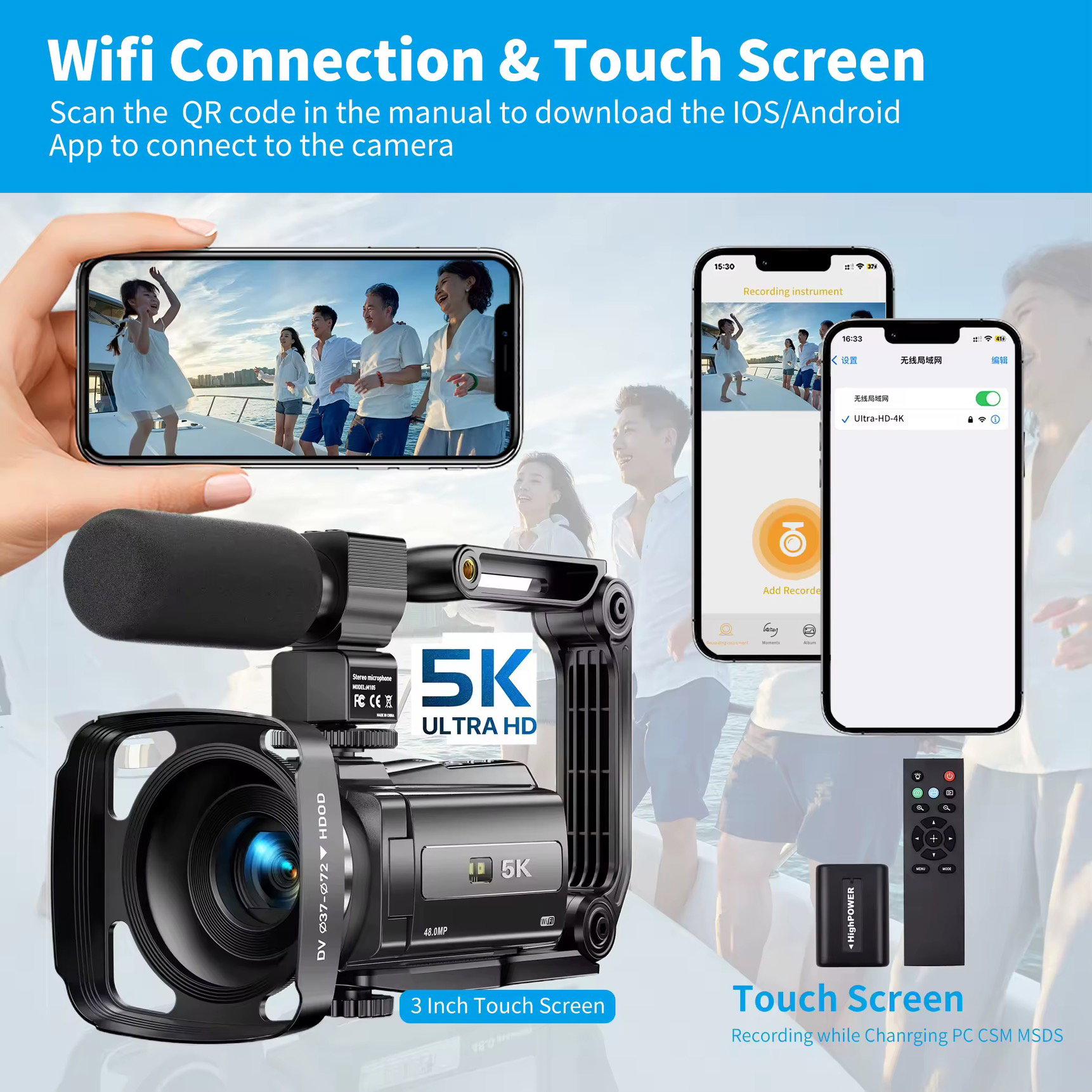 Sonida Professional 5K Video Camera Full HD 3.0 Inch Camcorder with 16X 48.0 Mega Digital Dslr Handy Vlog 3.0 Inch HDV 4.8_2