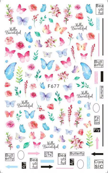 Wholesale New Japanese Style Butterfly Flower Nail Deeäls3D Art Waterproof Self Adhesive Nail Stickers Manicures Decorations DIY_2