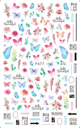 Wholesale New Japanese Style Butterfly Flower Nail Deeäls3D Art Waterproof Self Adhesive Nail Stickers Manicures Decorations DIY
