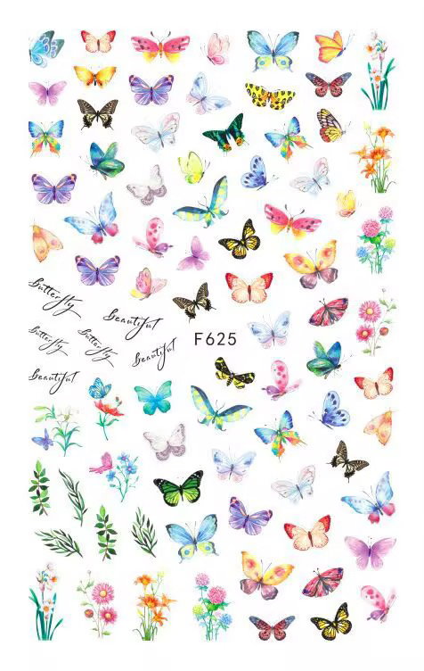 Wholesale New Japanese Style Butterfly Flower Nail Deeäls3D Art Waterproof Self Adhesive Nail Stickers Manicures Decorations DIY_1