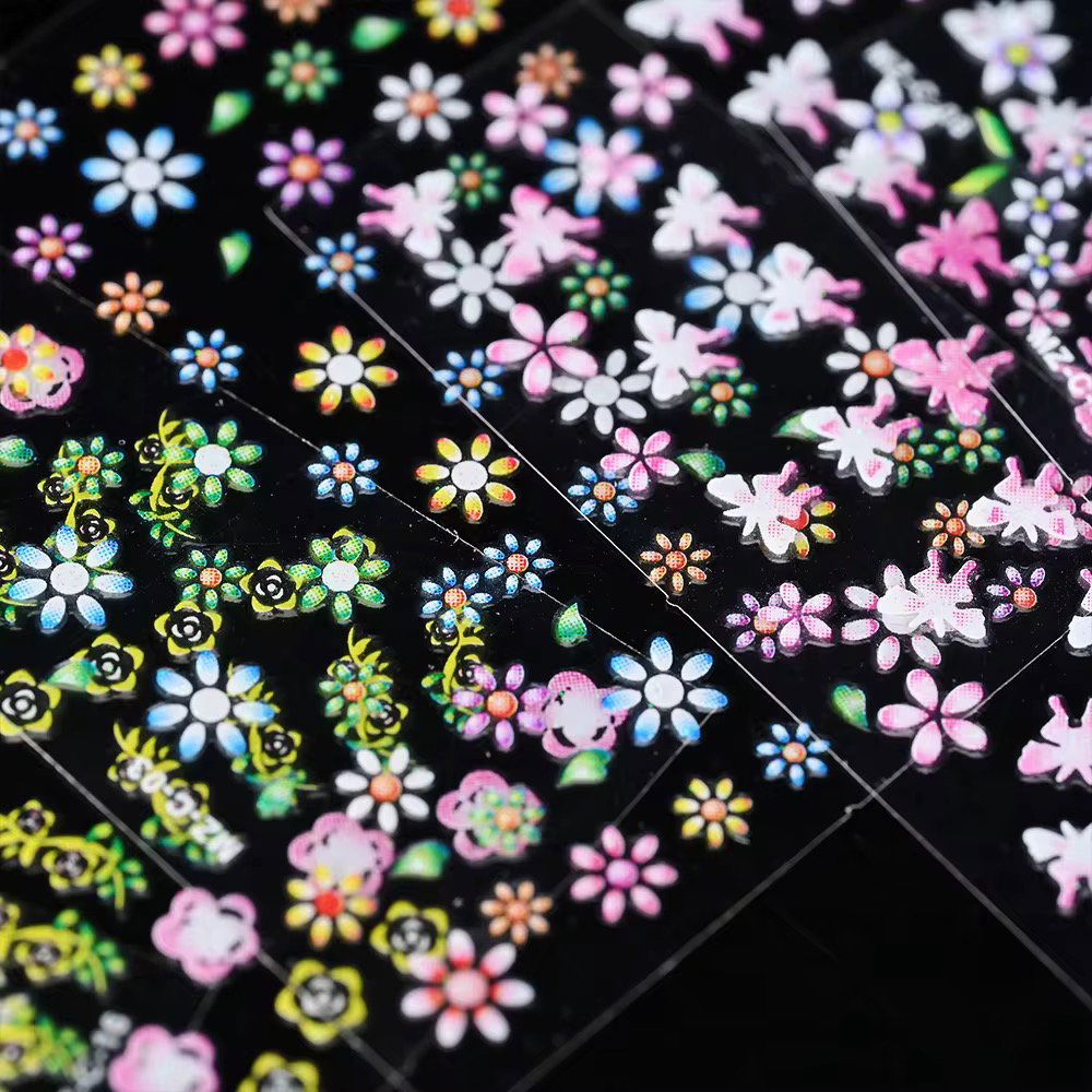 30Pcs Gold Bronzing Nail Art Sticker Set Lace Geometric Flowers Hearts Colorful Flower Nail Art DIY Decals Nail Stickers Decals_1