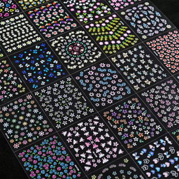 30Pcs Gold Bronzing Nail Art Sticker Set Lace Geometric Flowers Hearts Colorful Flower Nail Art DIY Decals Nail Stickers Decals