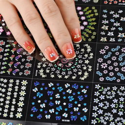 30Pcs Gold Bronzing Nail Art Sticker Set Lace Geometric Flowers Hearts Colorful Flower Nail Art DIY Decals Nail Stickers Decals
