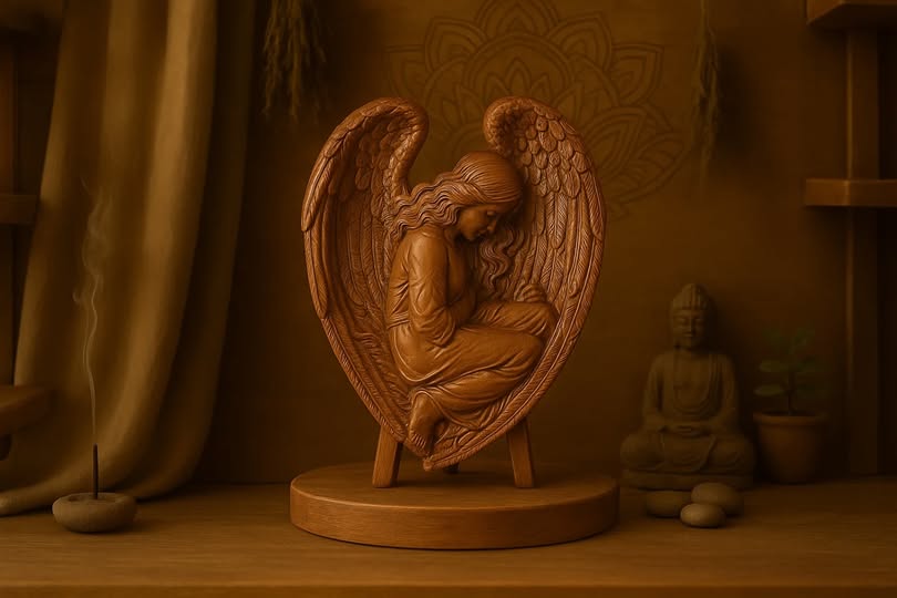 Wings of Solace. Carved Guardian Angel Panel_0