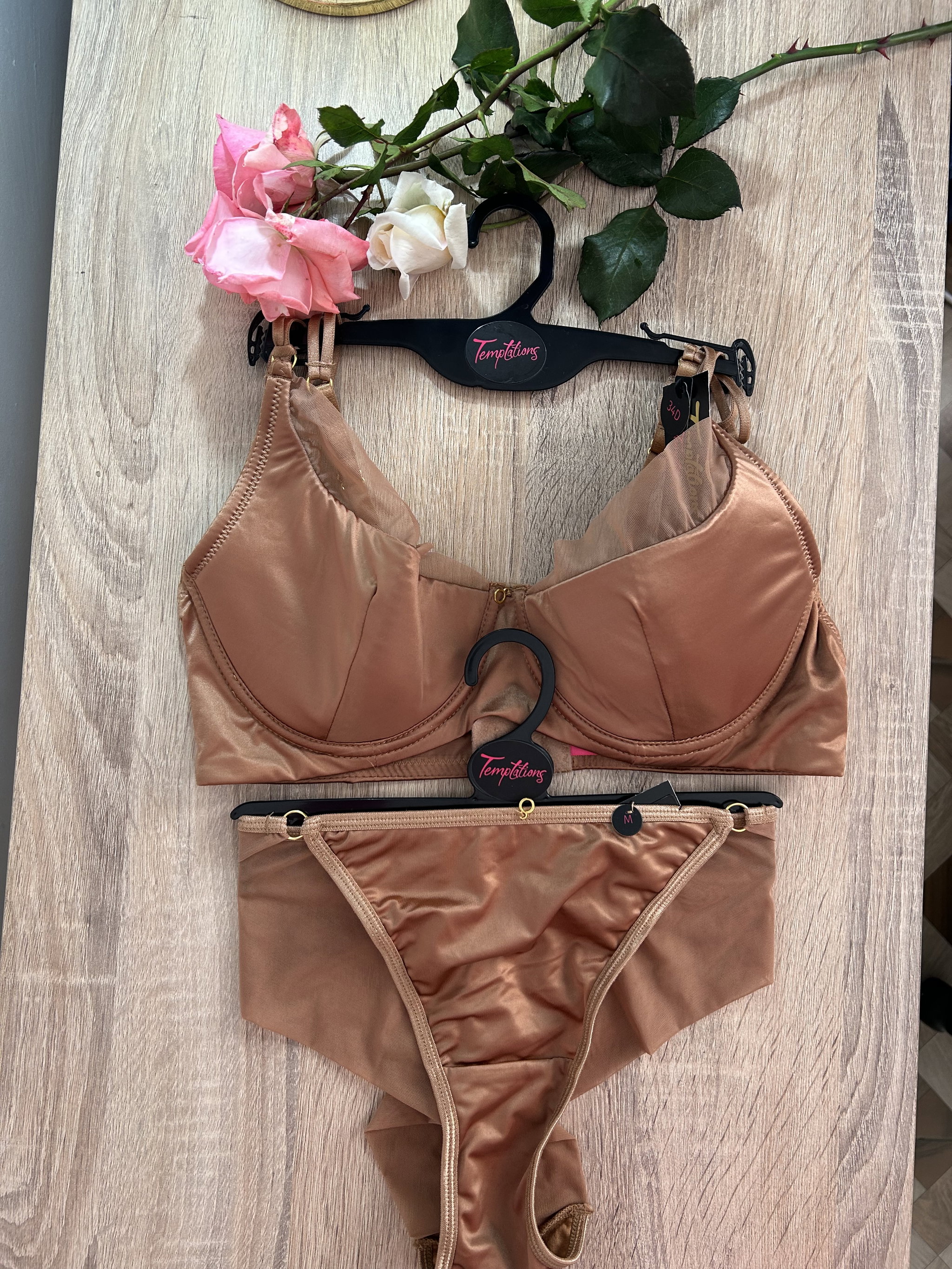 Temptations Golden brown Pant and bra set_1