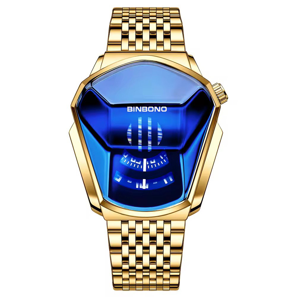 BINBOND 01 Fashion Personality Men's Watch Trend Arge-cap Watch Style Locomotive Concept Watch Male Bully, Black Techn_1