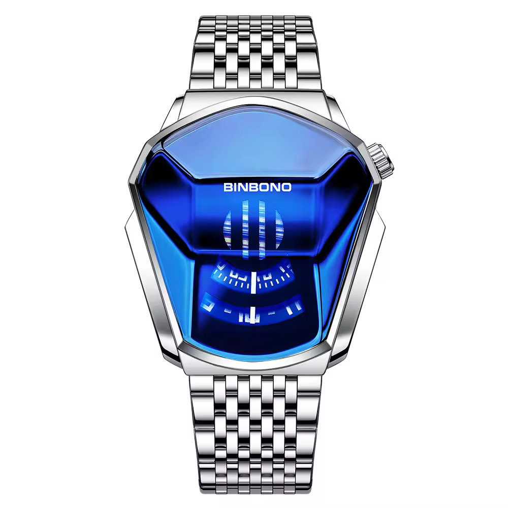BINBOND 01 Fashion Personality Men's Watch Trend Arge-cap Watch Style Locomotive Concept Watch Male Bully, Black Techn_0