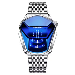 BINBOND 01 Fashion Personality Men's Watch Trend Arge-cap Watch Style Locomotive Concept Watch Male Bully, Black Techn