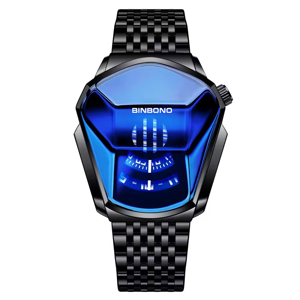 BINBOND 01 Fashion Personality Men's Watch Trend Arge-cap Watch Style Locomotive Concept Watch Male Bully, Black Techn_3
