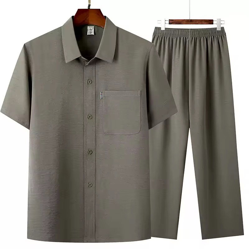 men’s short sleeves Shirt+ long pant _4