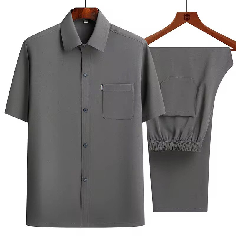 men’s short sleeves Shirt+ long pant _1