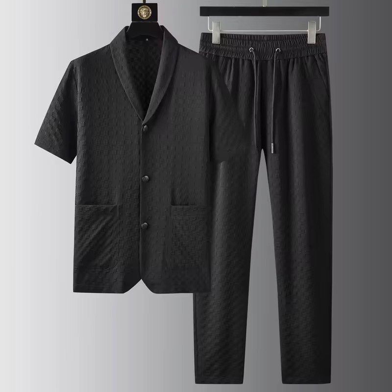 Summer Short Sleeve Tops and Pants Suits Breathable Casual T Shirt Running Set_2