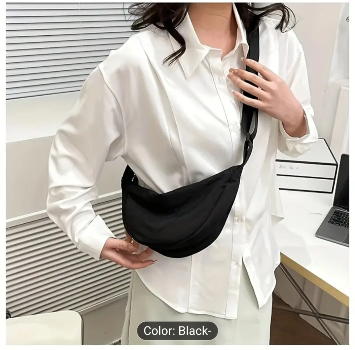 Simple Nylon Crossbody Bag, Lightweight Shoulder Bag_0