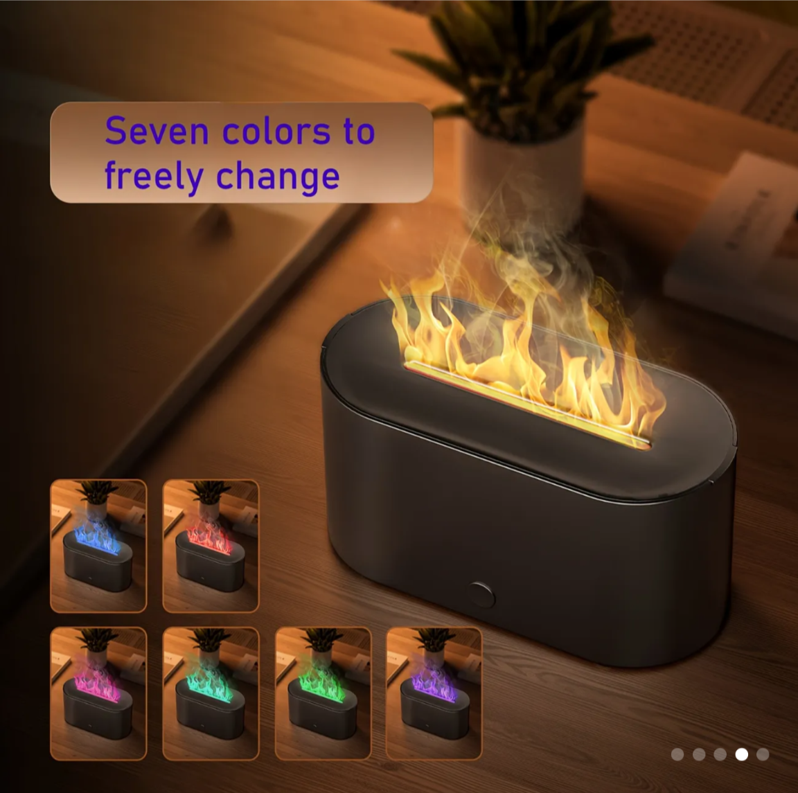 USB-Powered Flame Aroma Diffuser with Night Light - Ultra-Quiet Essential Oil Humidifier._3