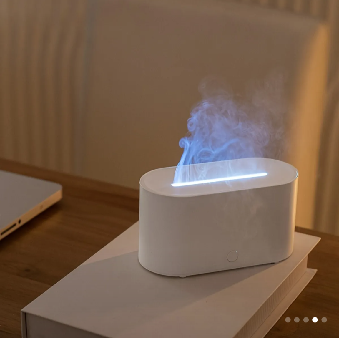 USB-Powered Flame Aroma Diffuser with Night Light - Ultra-Quiet Essential Oil Humidifier._0