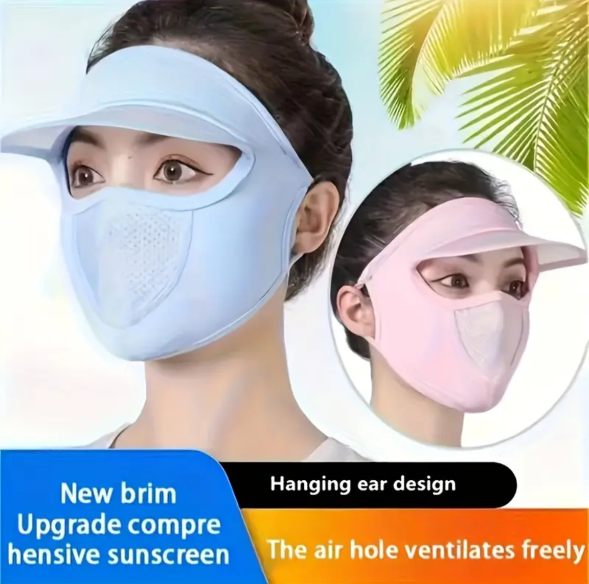 Women'S Breathable Sunscreen Mask with Brim - Lightweight, Washable Full Face Cover, Breathable & Portable._1