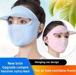 Women'S Breathable Sunscreen Mask with Brim - Lightweight, Washable Full Face Cover, Breathable & Portable.