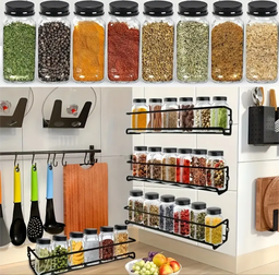 12-Pack Plastic Spice Jars, 5.6oz (Approximately 160g) Square Seasoning Containers.