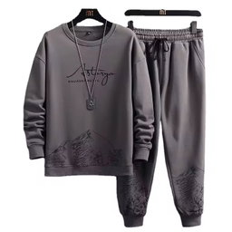 Printed Thin Type Hoodie Men's 2023 Spring and Autumn Korean Version of the New Crewneck Loose Top Chic Men's Sports Suit