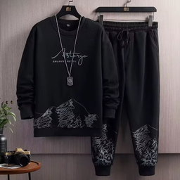 Printed Thin Type Hoodie Men's 2023 Spring and Autumn Korean Version of the New Crewneck Loose Top Chic Men's Sports Suit