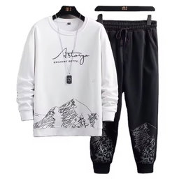 Printed Thin Type Hoodie Men's 2023 Spring and Autumn Korean Version of the New Crewneck Loose Top Chic Men's Sports Suit