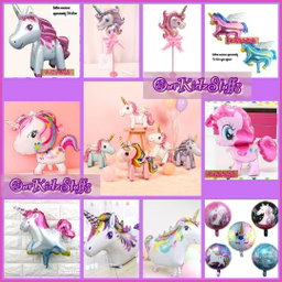 18" Round Unicorn Balloons with Sticks and Table Stand