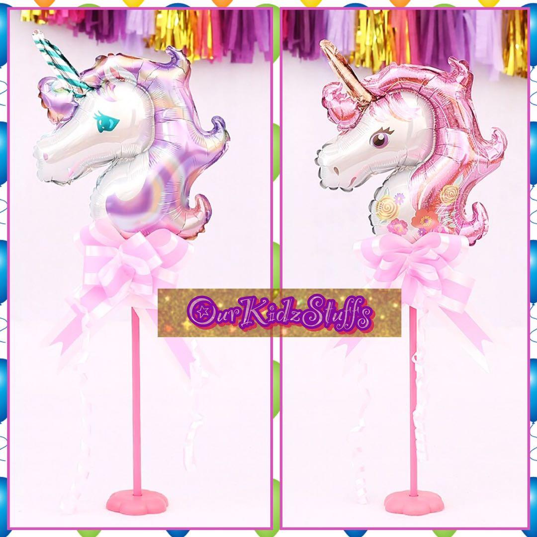 18" Round Unicorn Balloons with Sticks and Table Stand_9