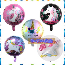 18" Round Unicorn Balloons with Sticks and Table Stand