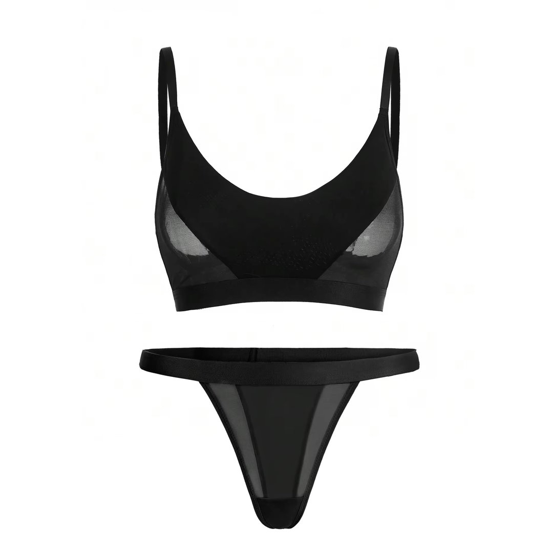 Wireless pant and bra set black