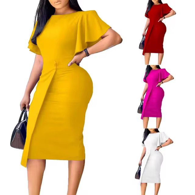 D8265 2022 Breathable Fashion Women Clothing Casual Career Solid Color Plus Size Dress Elegant Casual Dresses ★ ★ 4.9 (77) • 315 sold_4