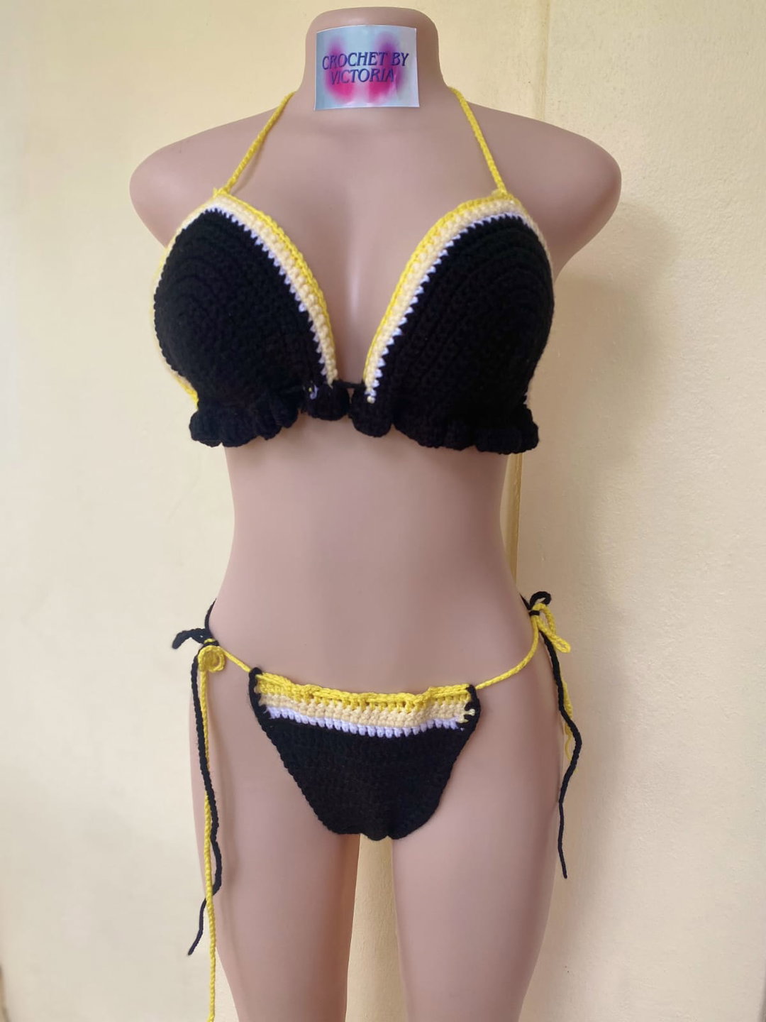Black and yellow bikini set
