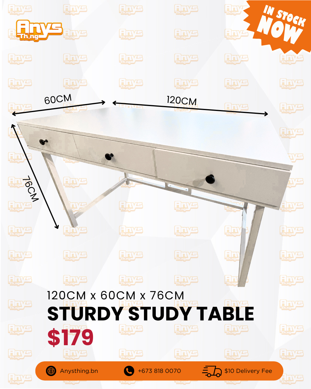 Sturdy Study Table (with 3 Drawers)_1