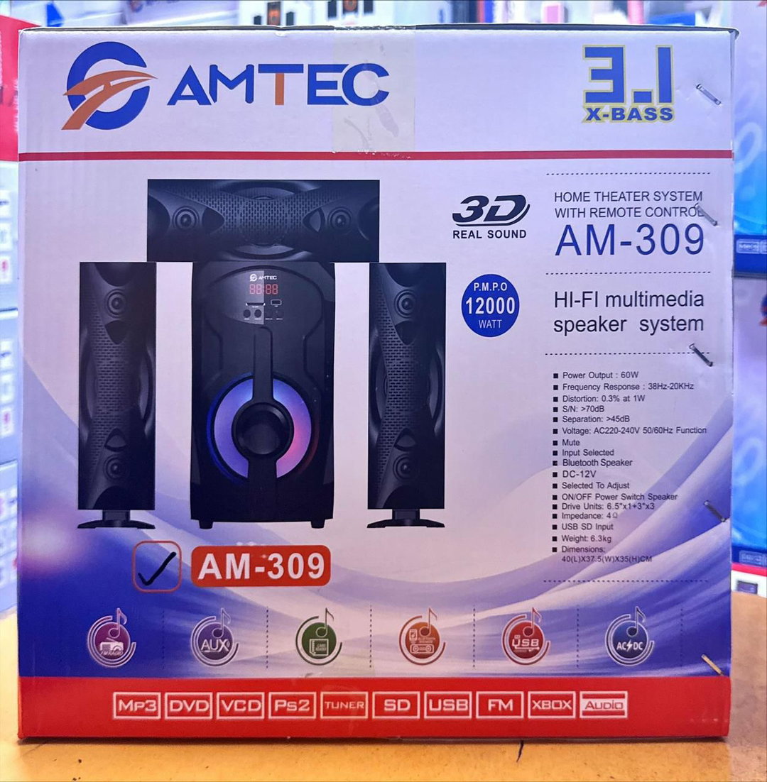 AMTEC AM-309 HOME THEATER SYSTEM WITH REMOTE CONTROL