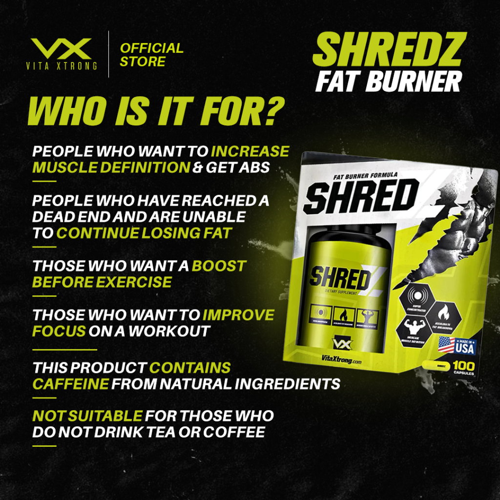 VITAXTRONG™ SHREDZ (100 Capsules) | Advanced Thermogenic Fat Burner with Natural Caffeine • Energy, Focus & Cutting Support [VX]_9