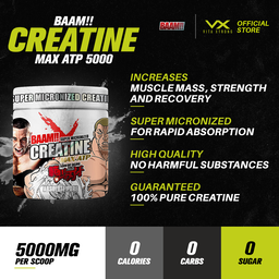 BAAM!! Creatine Monohydrate MAX ATP 500 (300g) | Super Micronized Powder, Muscle Strength & Recovery