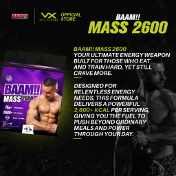 BAAM!! Mass Gainer 2600 (6lbs / 2.72kg) – High Calorie 2600 kcal • 75g Protein • Lab Tested [BAAM]