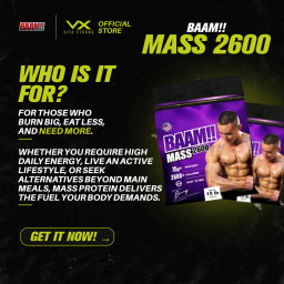 BAAM!! Mass Gainer 2600 (6lbs / 2.72kg) – High Calorie 2600 kcal • 75g Protein • Lab Tested [BAAM]
