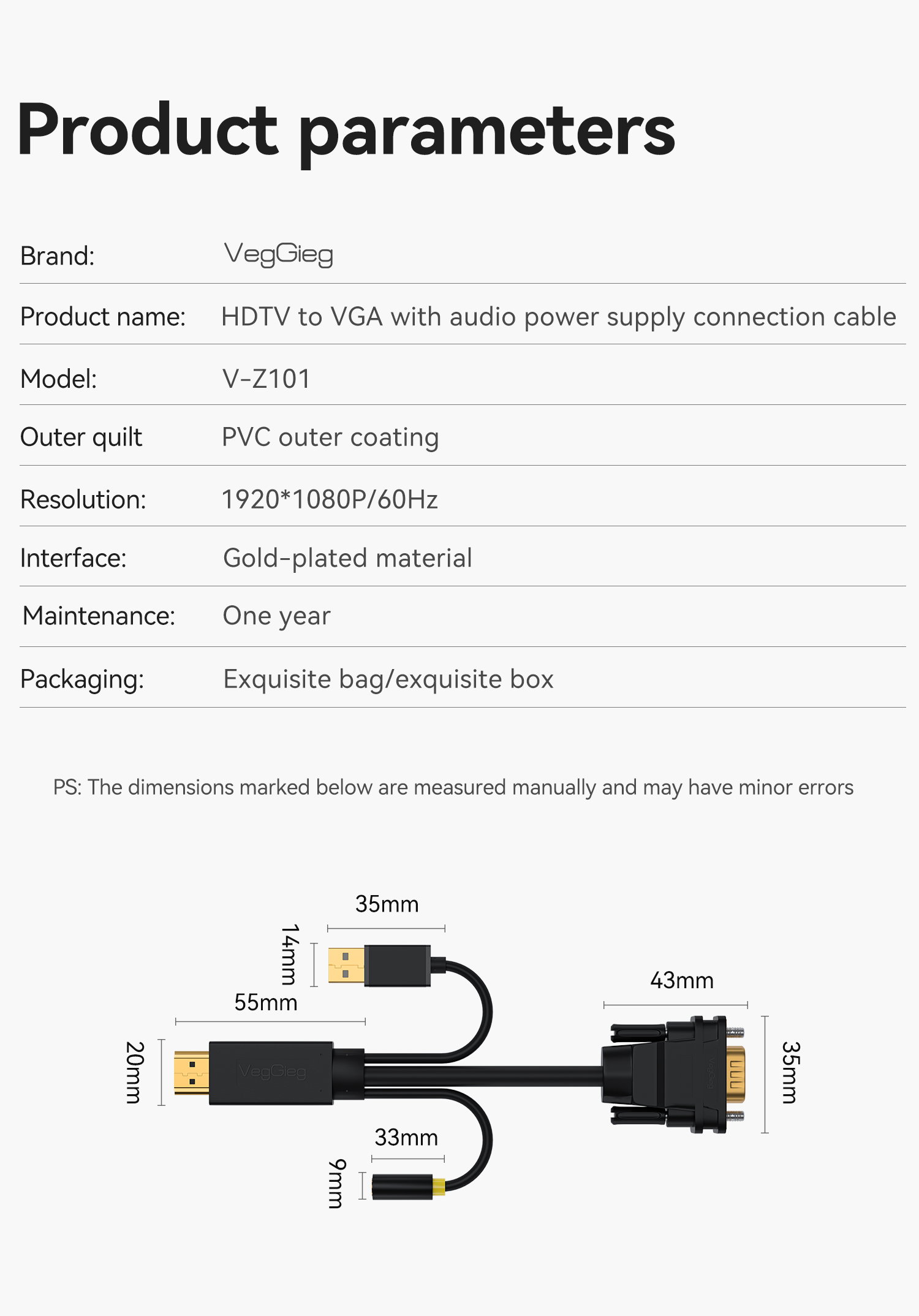 HDMI to VGA M/M Cable 1.5M _5