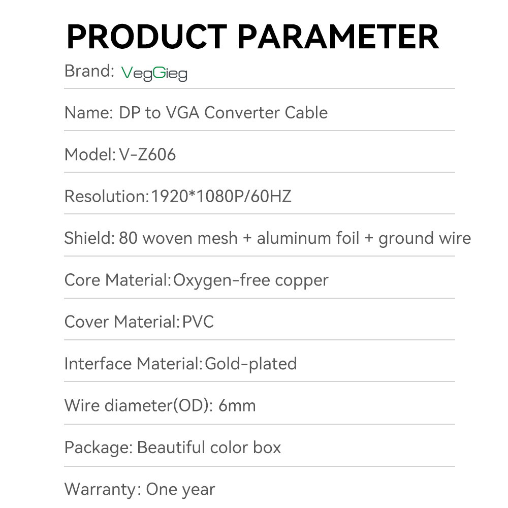 DP to VGA M/M Cable 1.5M _4