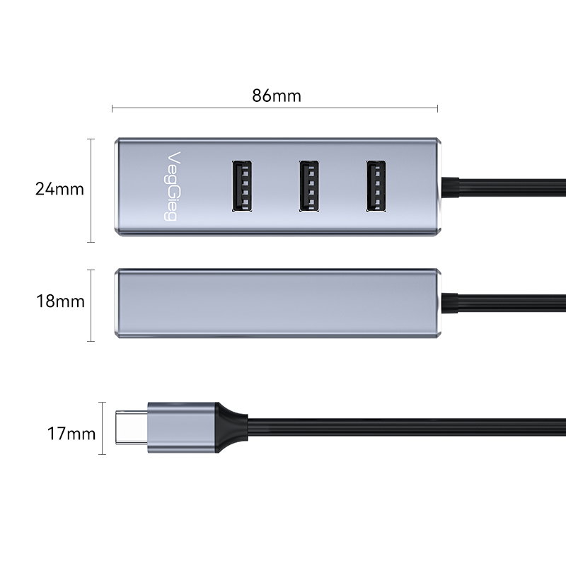 Typec 2.0 Lan Adapter with 2.0*3 HUB V-K312_2